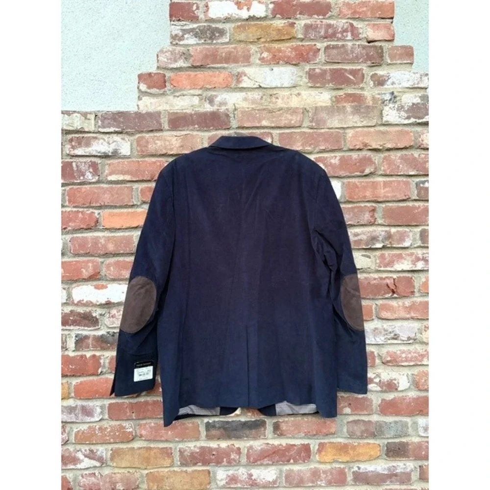 Harve Benard Mens Navy Corduroy Sport Coat Blazer Elbow Patches 48 Long NEW